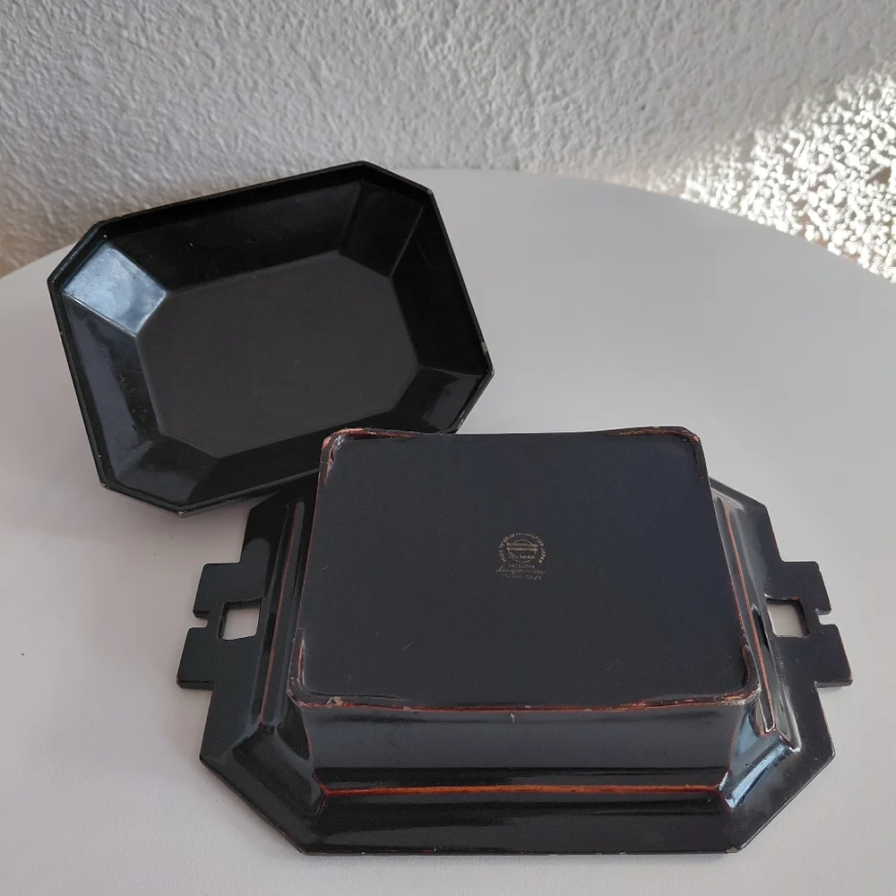 MC Maruni Japan Sigarette Box Trinket Box Lacquered Metal Mother of pearl raden